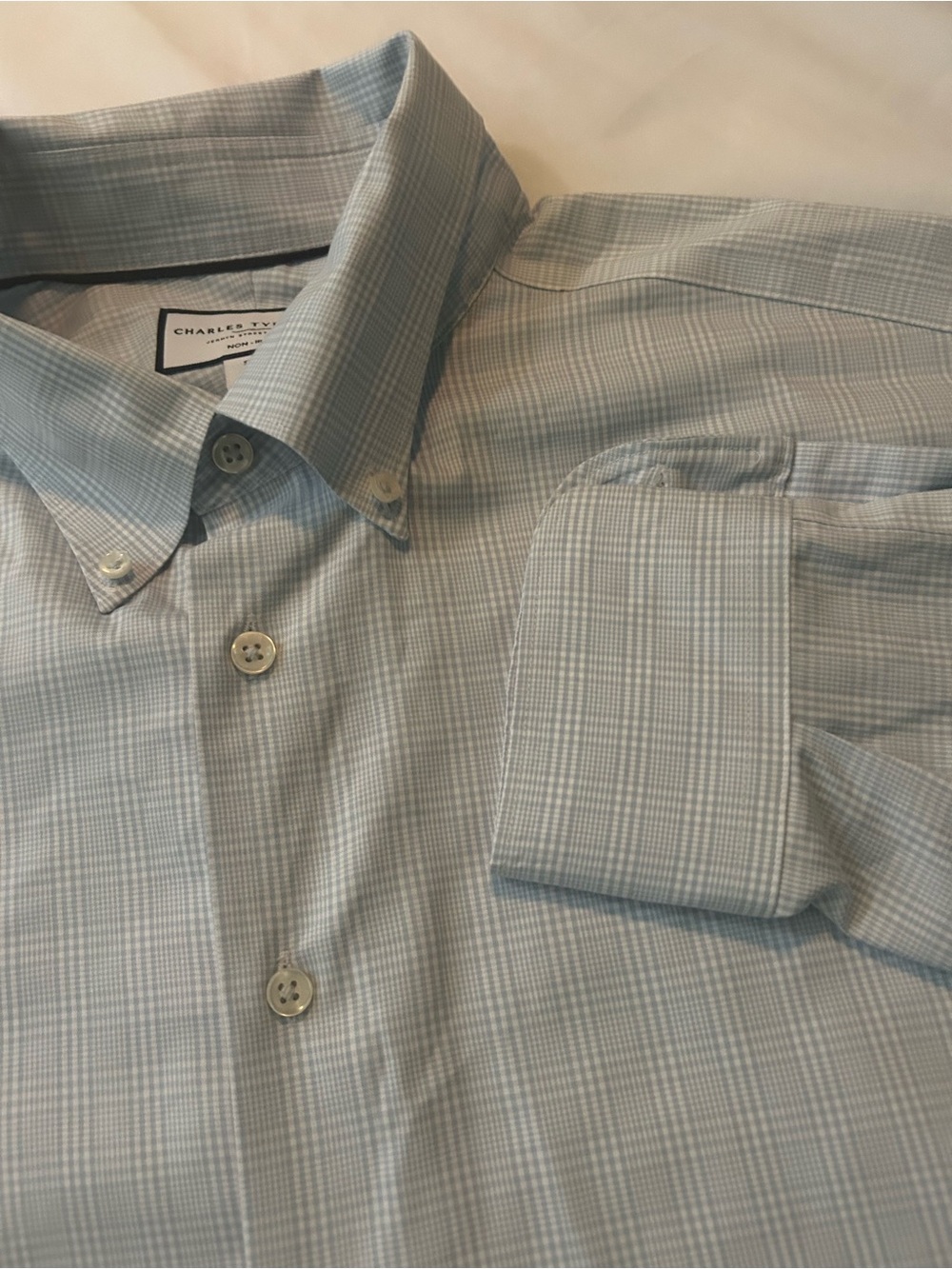 Charles Tyrwhitt Pale Blue Micro-Plaid Dress Shirt